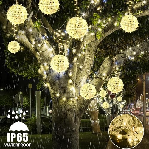 Baung Christmas String Lights Outdoors,4 Pack 7.98" Sphere Ball Tree Garden Globe Lights for Home, Party, Christmas, Porch Patio,Wedding, Garden,Tree Decoration with Memory Function Plug - Image 2