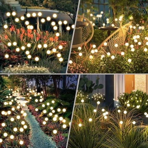 vignuto Solar Lights Outdoor Waterproof, 2 Packs 16LED, Solar Garden, Patio, Garden Decor, Patio Decor, Firefly Outdoor, Unique Gifts for Women, Gifts for Grandma - Image 6