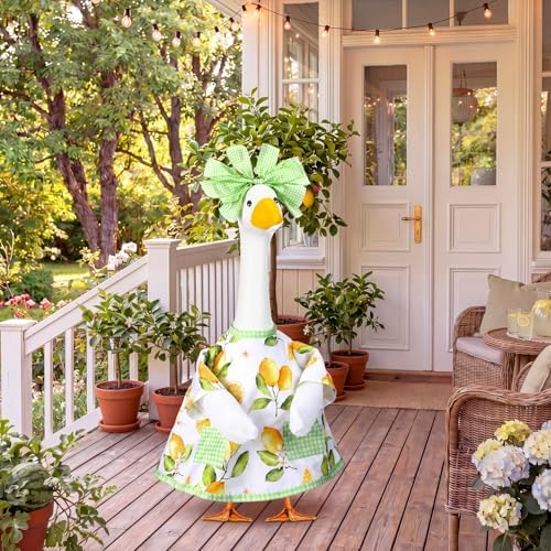 Abbylike Summer Lemon Porch Goose Outfit Spring Lemon Costume Clothes for 23'' Goose for Summer Garden Porch Statue Yard Pathway Decorations - Image 5