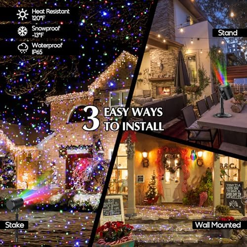 Laser Christmas Projector Lights Outdoor, 3 Color Moving Firefly Light Show - Image 6
