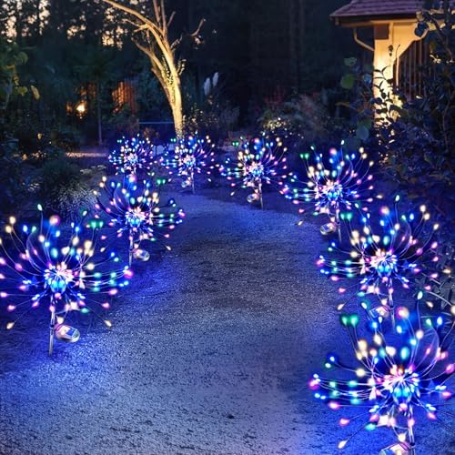 Anordsem Solar Firework Lights Outdoor Garden Fairy Lights 8 Pack Colorful by Anordsem