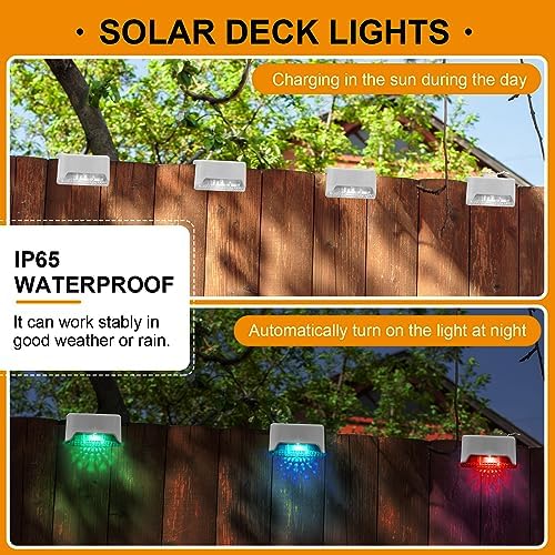 Geelin 32 Pcs Solar Deck Step Lights Outdoor, White Shell Multicolor Light - Image 3