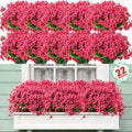 22 Pack Artificial Flowers for Outdoor Indoor Fake Plants(Rose Red) by Powbrace