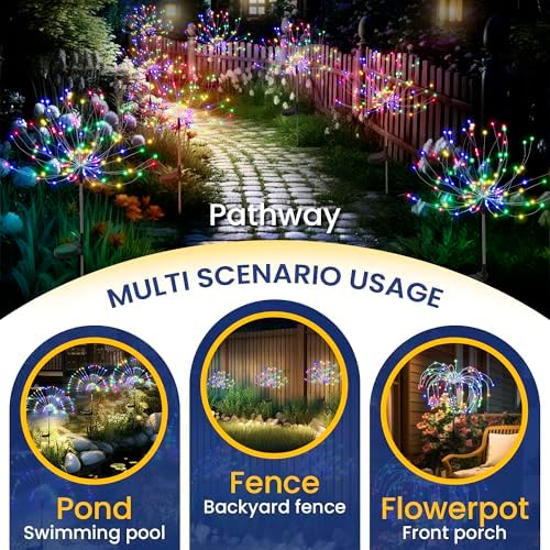 GIGALUMI 4 Pack Solar Firework Lights Outdoor, Garden Decor, Multicolored - Image 6