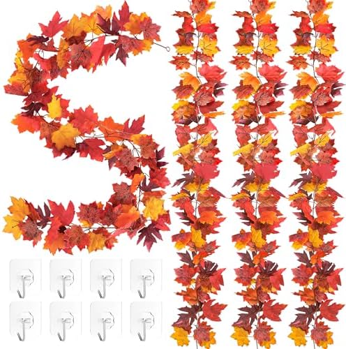 4Pack 23.6FT Hanging Vine Fall Leaves Garland for Halloween Thanksgiving by Helimoto