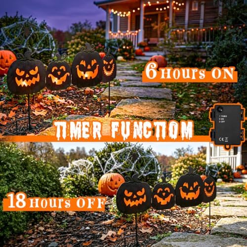 EAMBRITE Halloween Decorations Outdoor, Metal Pumpkin Pathway Lights - Image 4