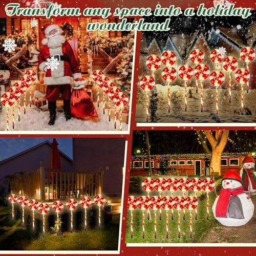 Ganeen 27.6“ Lollipop Christmas Pathway Lights Outdoor,Red - Image 5