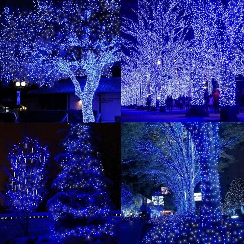 33FT 100 LED Blue White String Lights, 16 Modes Plug In Mini Fairy Lights, Waterproof Outdoor Christmas Lights for Hanukkah, July 4th Patriotic Decor, Xmas Tree Garland Bedroom Ocean Party Decoration - Image 5