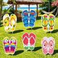 6 PCS Summer Slippers Yard Signs Outdoor Lawn Decorations with 12 Stakes Waterproof Corrugated Plastic Stake Signs for Patio Walkway Garden Summer Party Decor by GRADUATIONDECORATIONS