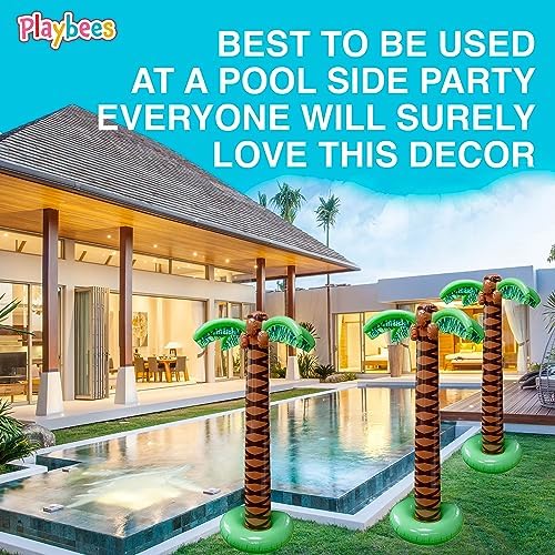 Giant Inflatable Palm Trees - 8 Pack - 6 Foot Super Sturdy Trees for Luau Parties, Beach Decor, Poolside Ambiance, Tropical Theme Decor & Outdoor Fun, Easy Inflation - Image 6