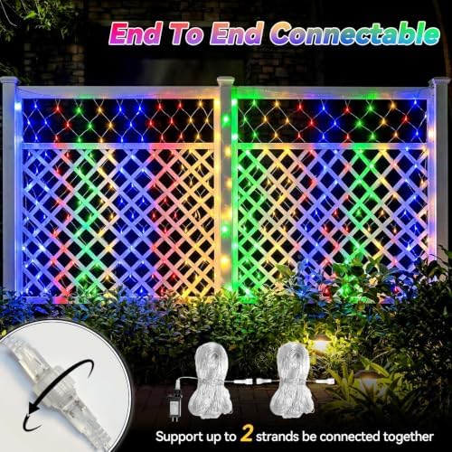 LitHome 13 x 13FT Christmas Net Lights Outdoor Mesh Lights Connectable - Image 3