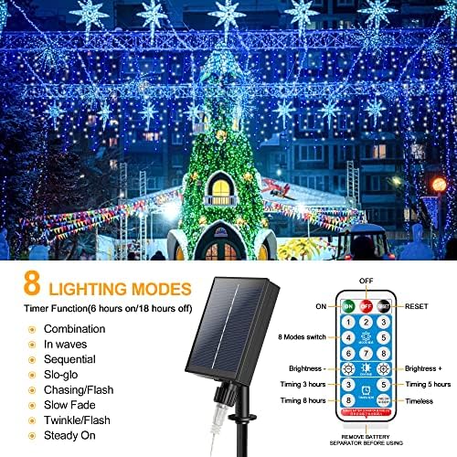 Christmas Icicle Lights with Remote,300 LED Solar Curtain Lights - Image 5