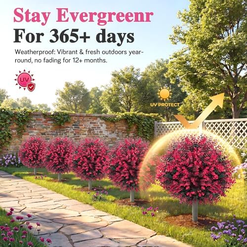PATIO CHOICE Topiary Trees Artificial Outdoor Boxwood Ball Trees with Ground Spike Set of 2 22" Fake Outdoor Plants Faux Bushes and Shrubs Decorations for Outdoor Indoor Front Porch Garden - Image 5