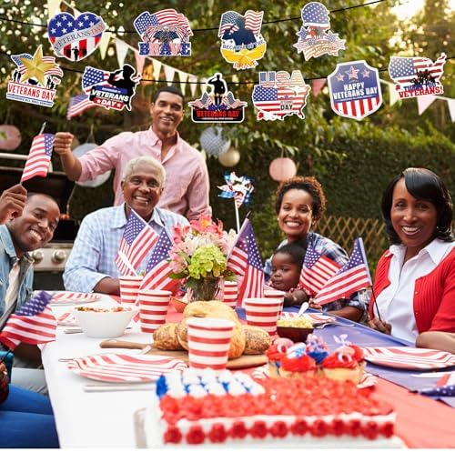 Yaomiao 2 Sets Veterans Day Banners Thank You Veterans Porch Banners Hanging Patriotic Decoration American Flag Porch Sign for Outdoor Indoor Wall Hanging Decor Party Supplies - Image 4