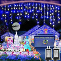Christmas Lights Outdoor, 2 Pack Total 98FT 960 LED Ice Lights for Outside with 180 Drops 8 Modes Timer Memory, Plug in Waterproof for Holiday Eaves Yard Roof Party Decor (Blue and Cool White) by Heceltt