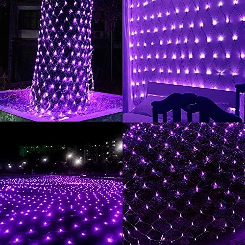 WATERGLIDE Outdoor Halloween Net Lights, 12FT x 5FT 360 LED Christmas Fairy Mesh Lights with 8 Lighting Modes, Connectable for Garden Xmas Tree, Bushes, Holiday Wedding Party Decorations, Purple - Image 4