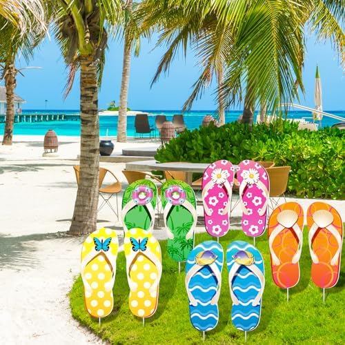 10 Pcs Summer Slippers Yard Signs with 20 Stakes, Lawn Garden Decor - Image 4