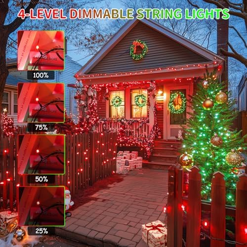 JMEXSUSS 66ft 200 LED Color Changing Christmas Lights, Red & Green - Image 4