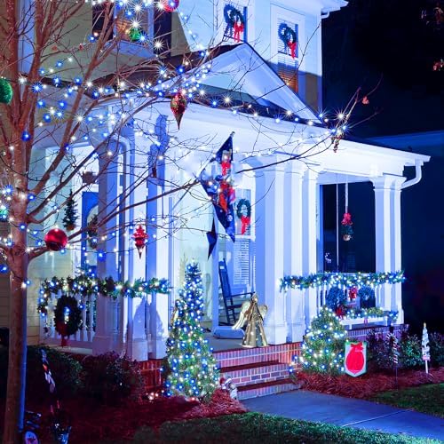 JMEXSUSS 66ft 200 LED Blue and White Christmas Lights, String Light Plug in - Image 7