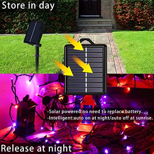 Solar Halloween String Lights, Orange Purple 200Led, Outdoor - Image 2
