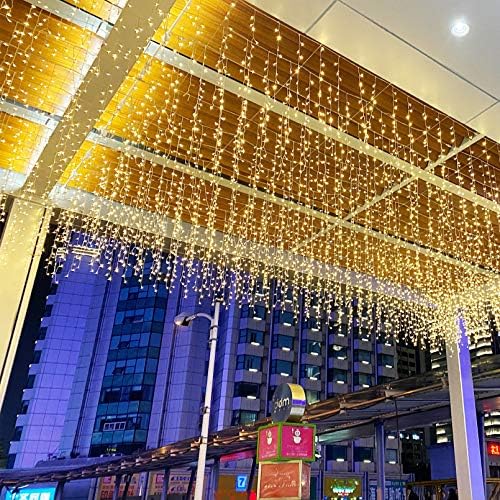 GTSYDING LED Icicle String Lights, Christmas Icicle Lights 16.4FT 216 LEDs Window Curtain Starry Fairy Lights Plug in 8 Modes for Wedding Party Bedroom Garden Patio Outdoor Indoor (Warm White, 5) - Image 5