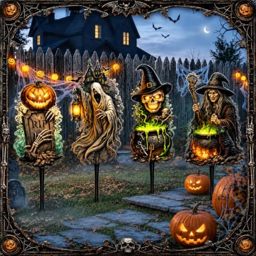 4 Pcs Outdoor Halloween Decors Large Halloween Metal Yard Signs - Image 6