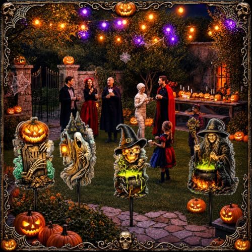 4 Pcs Outdoor Halloween Decors Large Halloween Metal Yard Signs - Image 5
