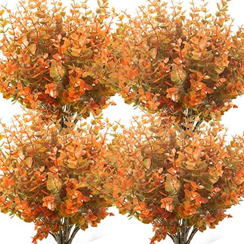 Grunyia 10 Bundle Artificial Fall Boxwood No Fade Faux Autumn Plants by Grunyia