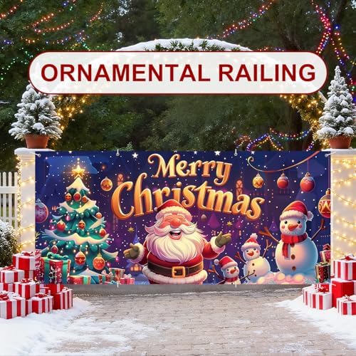 6 x 13 ft Christmas Garage Door Decorations Merry Christmas decorations Xmas Garage Door Cover, Happy New Year Hanging Banner for Home,Outdoor,Indoor,Party (Merry Christmas-Purple, 6 x 13 ft) - Image 6