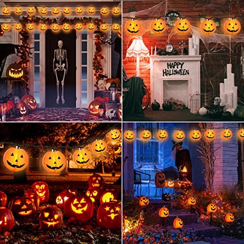 PASUTO Halloween Decorations Light Halloween Pumpkin Lantern String Lights, 10 Pack Jack O Lanterns Pumpkins Lights Plug in, 8.5FT Mini Pumpkin Light Connectable Indoor/Outdoor Halloweens Decorations - Image 6