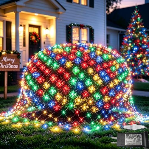 Pooqla Colorful Net Lights, 15x 5ft Christmas Lights Outdoor Clear Wire by Pooqla