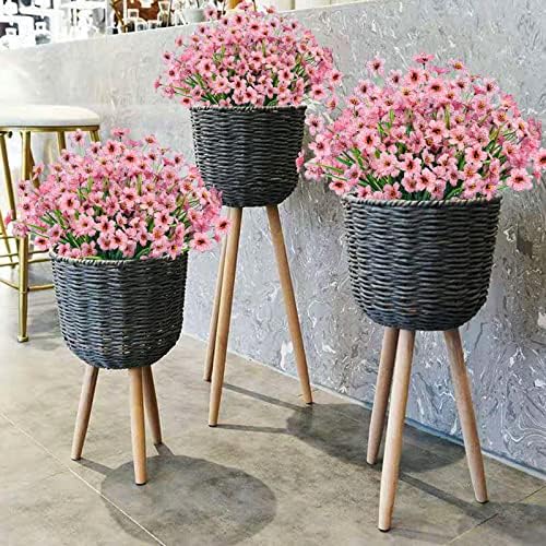 24 Pcs Artificial Flowers for Outdoor, Plastic Fake Flowers Decor, Pink - Image 4