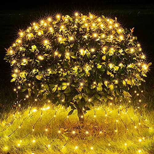 BlcTec Christmas Net Lights, 200 LED 8.4ft x 5.2ft Outdoor Christmas Lights with 8 Modes, Timer, Connectable, Waterproof Design for Trees, Bushes, Shrubs Outdoor Christmas Decorations, Warm White by BlcTec