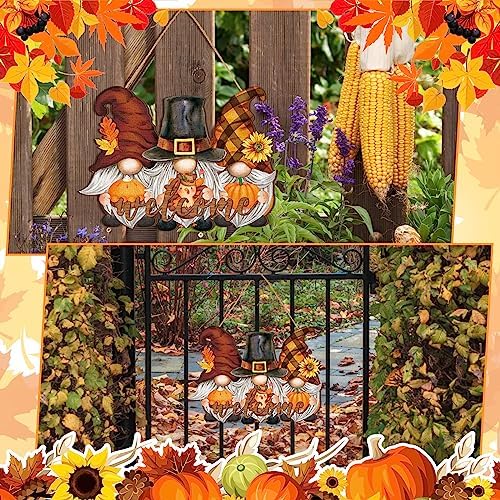 Huwena Fall Decorations for Home, Wooden Gnome Welcome Door Sign Harvest - Image 6