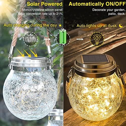 ROSHWEY Solar Lantern Gifts for Women, 4 Pack Hanging Garden Decor Lights Outdoor Waterproof with 30 LED for Halloween Christmas Easter Gift - Image 5