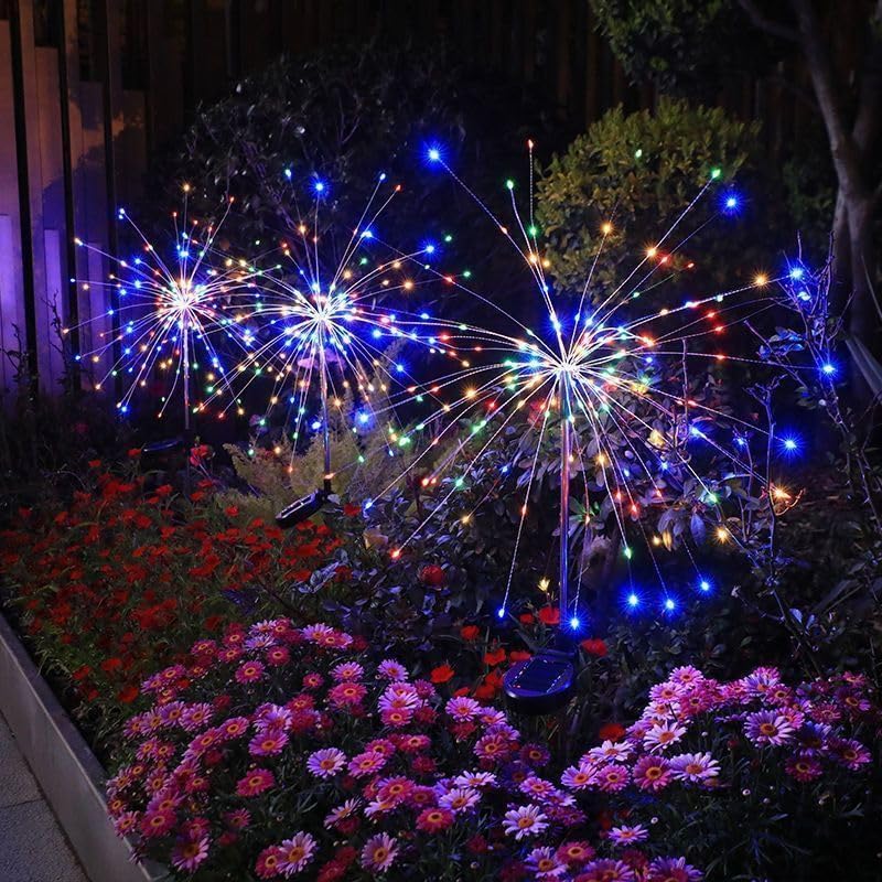 HPUFKOT Solar Garden Lights Outdoor,Waterproof Garden, 2PC 200 LED Twinkling Firework Lights Decorative with 8 Modes,Decor for Yard Patio Pathway Lawn for Yard Outside Fairy Decorative - Image 2