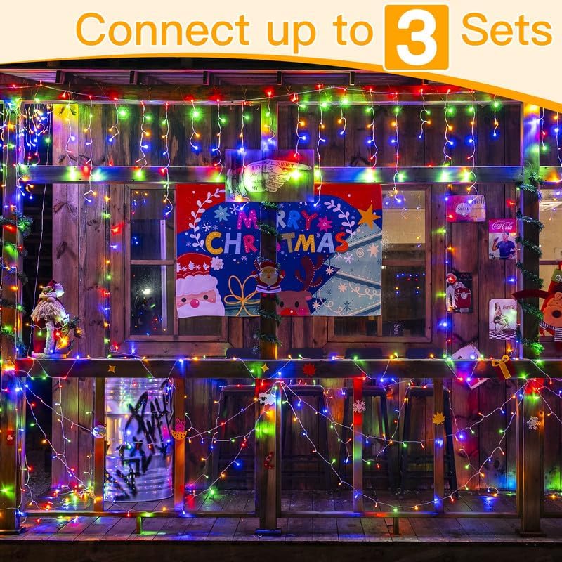 Ollny Icicle Lights for Outside 400LED 32FT, Multicolor Christmas Light with Remote 8Modes Timers Waterproof, Plug in Connectable Hanging Lights for Outdoor Indoor House Roof Holiday - Image 3