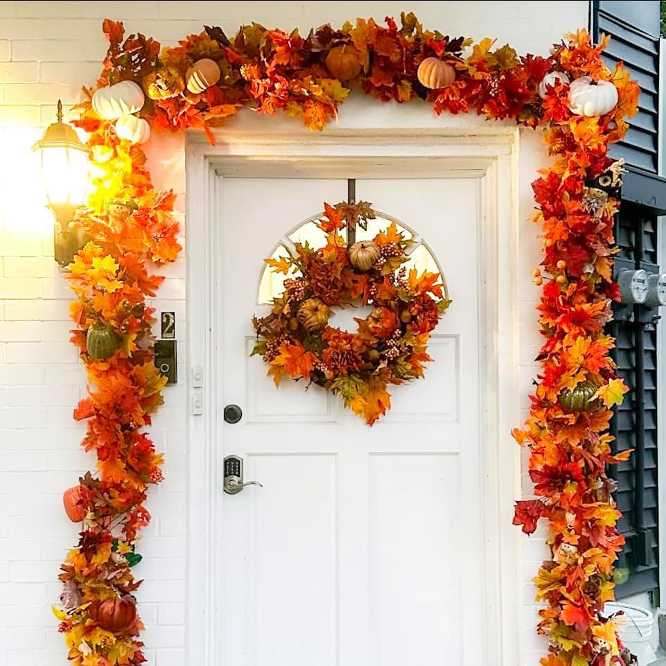 3pack Fall Garland Maple Leaf Garland 5.9Ft/Piece Fall Maple Leaves Garlands Thanksgiving Indoor Home Decor (3 Pcs) - Image 7