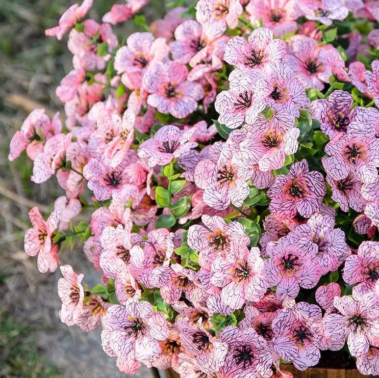 HyeFlora Artificial Flowers for Outdoor Indoor Garden Home Decoration, Faux Flower Daisy with Eucalyptus Leaves Fake Plants Greenery Boxwood Porch Patio, 12 Bundles (Pink) - Image 2