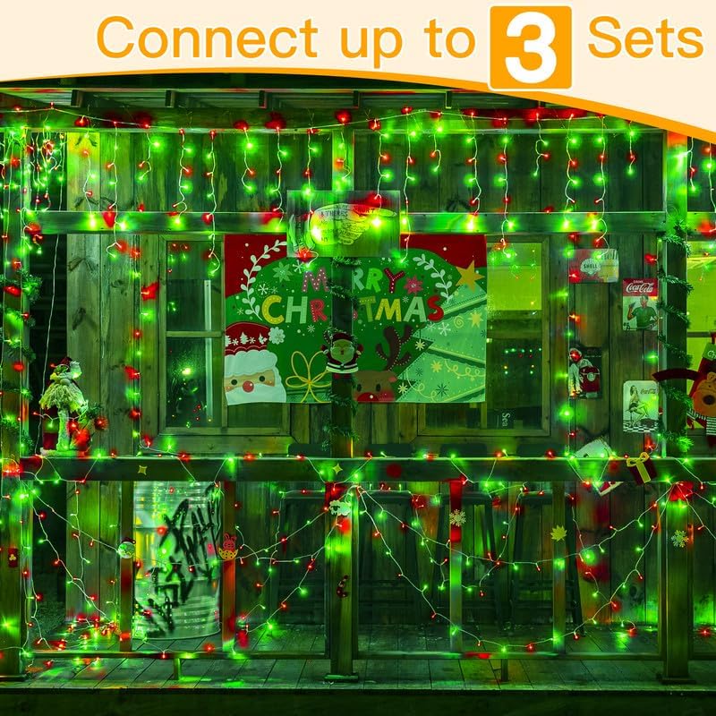 Ollny Icicle Lights for Outside 504LED 41FT, Red and Green Christmas Light with Remote 8Modes Timers Waterproof, Plug in Connectable Hanging Lights for Outdoor Indoor House Roof Holiday - Image 4