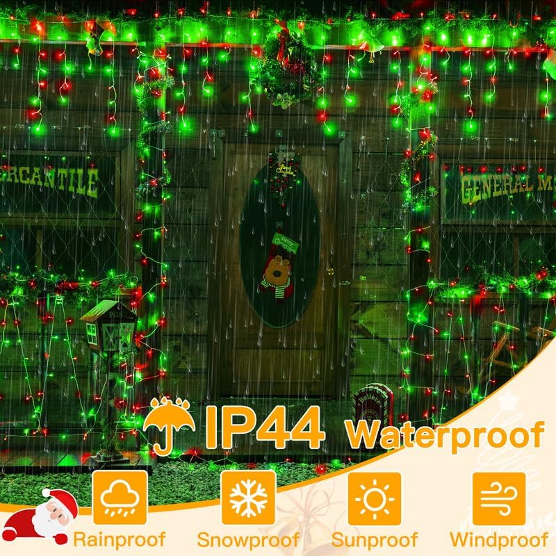 Ollny Icicle Lights for Outside 504LED 41FT, Red and Green Christmas Light with Remote 8Modes Timers Waterproof, Plug in Connectable Hanging Lights for Outdoor Indoor House Roof Holiday - Image 5