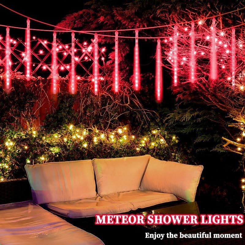 Meteor Shower Lights, 20 Inch 10 Tube 540 LED Multicolor Raindrop Lights for Outdoor Xmas Patio Garden Roof Eaves Decoration (Can Connect 100 Sets) - Image 3